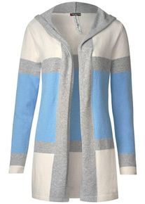 Street One, Damen Strickjacke, Rauchblau / Graumeliert / Wei&szlig;