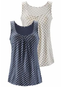 Lascana, Damen Tanktops, Rauchblau / Naturweiß