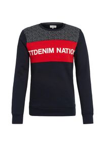 Tom Tailor Denim, Herren Sweatshirt, Dunkelblau / Rot / Wei&szlig;