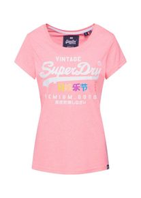 Superdry, Damen T-Shirt, Rosa / Weiß