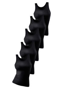Petite Fleur, Damen Doppelripp-Tanktop-Unterhemd (5 Stck.), Schwarz
