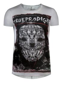 Trueprodigy, Herren T-Shirt 'Newborn', Dunkelrot / Schwarz / Weiß
