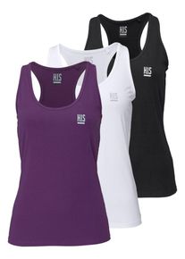 H.I.S. H.I.S, Damen Tanktop (Packung, 3 St&uuml;ck), Dunkellila / Schwarz / Wei&szlig;