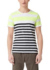 Q/S Designed By, Herren Shirt, Neongelb / Schwarz / Weiß