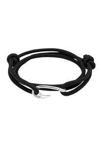PAULO FANELLO, Herren Armband 'Haken', Schwarz / Silber