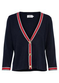Only, Damen Cardigan, Nachtblau / Rot / Wei&szlig;