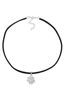 Elli, Damen Choker 'Edelweiss, Wiesn', Schwarz / Silber