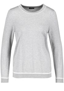 Taifun, Damen Pullover mit Seidenanteil, Hellgrau / Wei&szlig;meliert