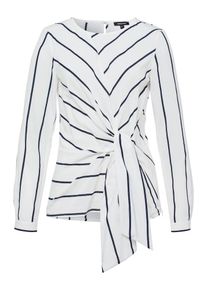 More & More MORE & MORE, Damen Bluse 'Fake Wrap Active', Nachtblau / Naturwei&szlig;