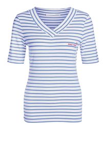 Oui, Damen Shirts Ringelshirt, Hellblau / Wei&szlig;