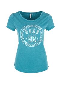 Q/S Designed By, Damen T-Shirt, Hellblau / Wei&szlig;