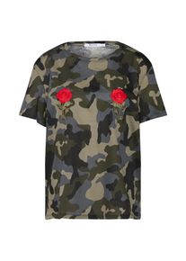 NA-KD, Damen Shirt 'Flower Embroidery', Grün