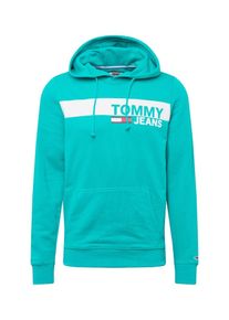 Tommy Jeans, Herren Sweatshirt 'ESSENTIAL GRAPHIC', T&uuml;rkis / Wei&szlig;