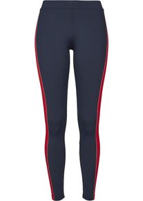 Urban Classics, Damen Leggings 'Ladies Side Stripe', Nachtblau / Rot / Weiß