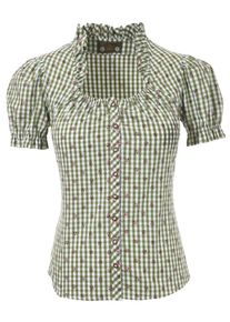 Love Nature, Damen Trachtenbluse, Oliv / Dunkelpink / Weiß