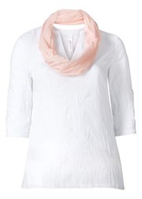 sheego Casual, Damen Tunika mit Loop, Pfirsich / Wei&szlig;