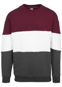 Urban Classics, Herren Sweatshirt, Weinrot / Schwarzmeliert / Wei&szlig;