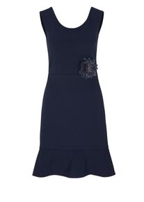 s.Oliver BLACK LABEL, Damen Cocktailkleid mit Brosche, Navy