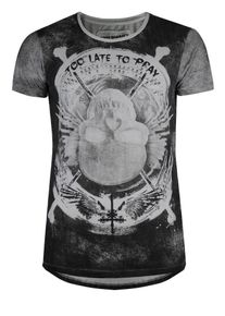 Trueprodigy, Herren T-Shirt 'Too late to pray', Schwarzmeliert / Weiß