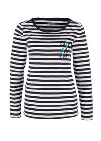 s.Oliver RED LABEL, Damen Longsleeve, Nachtblau / Weiß