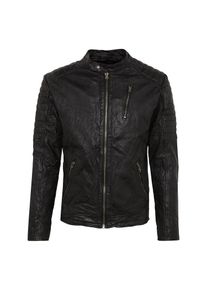 Jack & Jones JACK & JONES, Herren Lederjacke 'JJERICHARD LAMB', Schwarz