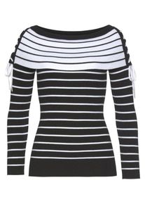 Melrose, Damen Pullover, Schwarz / Wei&szlig;