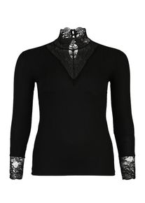 Only Carmakoma, Damen Shirt 'LACE HIGHNECK', Schwarz