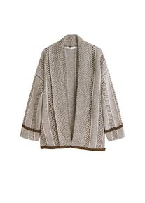 Mango, Damen Strickjacke 'Tapiz', Schwarz / Wei&szlig;