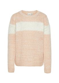 name it, M&auml;dchen Strickpullover, Puder / Wei&szlig;