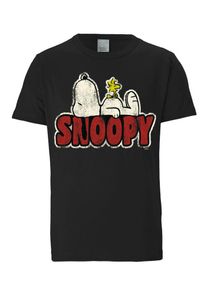 logoshirt, Herren T-Shirt "Snoopy & Woodstock", Rot / Schwarz / Weiß