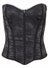 Lascana, Damen Corsage mit Strass und seidig gl&auml;nzendem Jacquard, Schwarz