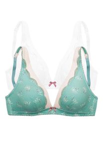 Petite Fleur, Damen Bralette BH ohne Bügel, Türkis / Weiß