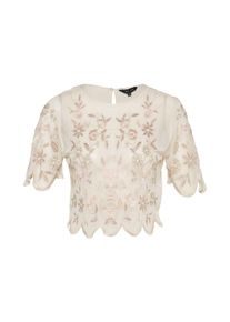 New Look, Damen Transparentes T-Shirt, Creme / Altrosa