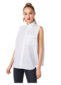 Calvin Klein, Damen Bluse 'STP POLICE PKT SHIRT NS', Weiß