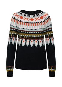 Vila, Damen Pullover, Dunkelgelb / Rot / Schwarz / Weiß