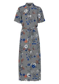 Selected Femme, Damen Maxikleid, Blau / Dunkelblau / Orangerot / Weiß