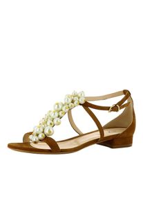 Evita, Damen Sandale 'SALVINA', Cognac / Weiß