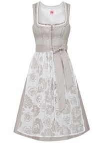 Spieth & Wensky SPIETH & WENSKY, Damen Dirndl 'Katharina', Taupe / Wei&szlig;
