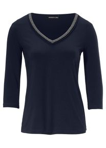 Heine, Damen V-Shirt Glitzer-Applikation, Marine