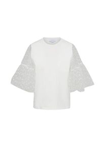 Lost Ink, Damen Shirt 'LACE RUFFLE', Offwhite