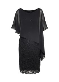 Swing, Damen Cocktailkleid mit asymetrischem Obertop, Schwarz