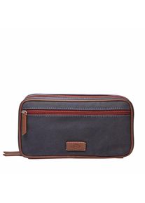 Fossil, Damen Kosmetiktasche 'DOUBLE ZIP SHAVE KIT', Blau / Braun