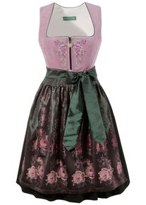 Country Line, Damen Dirndl midi mit Zipp vorne, Altrosa / Schwarz