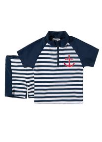 Playshoes, 2-teiliger Schwimmanzug, Dunkelblau / Weiß