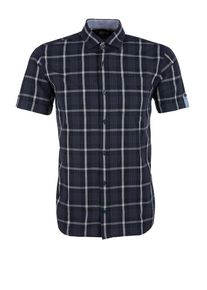 s.Oliver RED LABEL, Herren Regular Kurzarmhemd, Nachtblau / Weiß