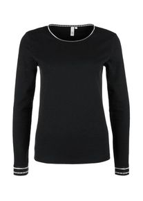 Q/S Designed By, Damen Longsleeve, Schwarz / Wei&szlig;