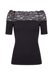 Only, Damen Shirt 'onlCELESTE S/S LACE TOP JRS', Schwarz