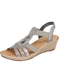 Rieker, Damen Keilsandalette, Grau / Silber