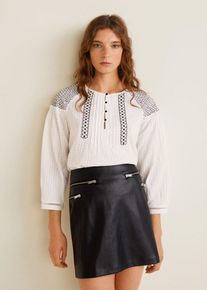 Mango, Damen Bluse 'Whitney-h', Schwarz / Weißmeliert
