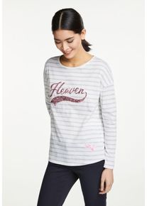 Oui, Damen T-Shirt, Grau / Weißmeliert